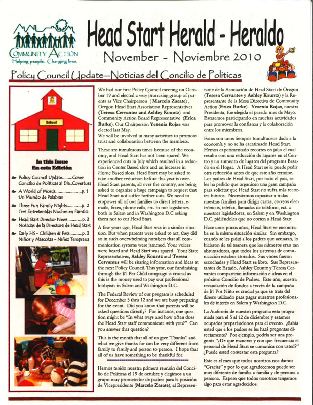 Head Start Herald issue: November 2010