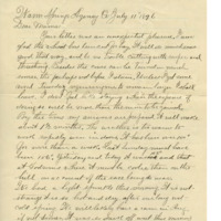 Letter from Cyrus Walker to his wife on the hot weather and making plans to visit
