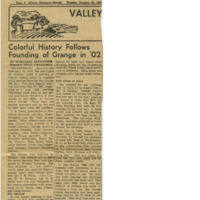"Colorful History Follows Founding of Grange in '02" news article in the Albany Democrat-Herald on the founding of the Morning Star Grange