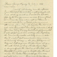 Letter from Cyrus Walker to his wife on the ferry turning over